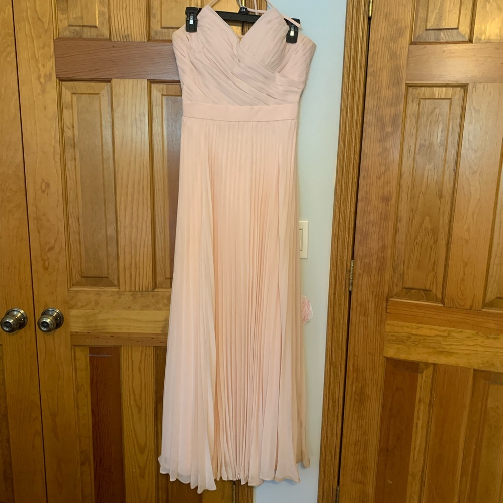 Open lace up back, pleated long gown